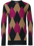 Laneus Argyle Knitted Sweater - Black