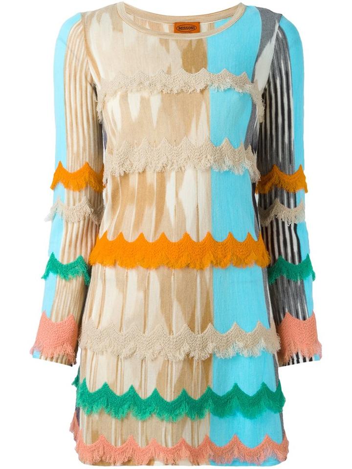 Missoni Scalloped Fringe Knitted Dress, Women's, Size: 38, Silk/nylon/spandex/elastane/wool