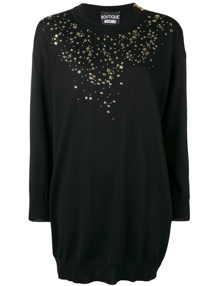Boutique Moschino Star Studded Sweater Dress - Black