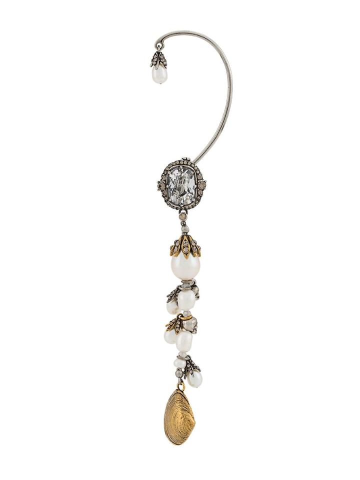 Alexander Mcqueen Pearl Bead Drop Earring - Silver