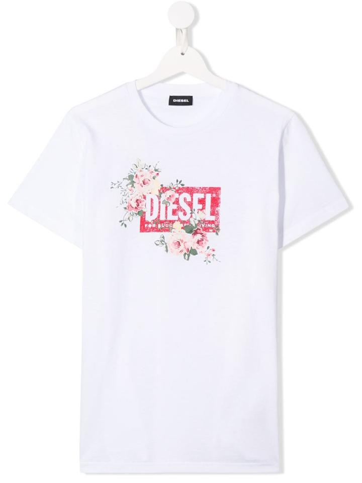 Diesel Kids Teen Tflavia Logo Print T-shirt - White