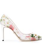 Dolce & Gabbana Daisy And Poppy Print Embellished Pumps