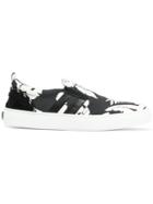 Msgm Tropical Leaf Print Sneakers - Black