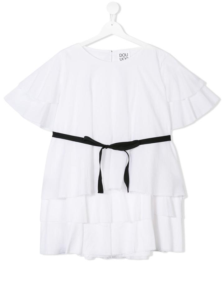 Douuod Kids Teen Layered Frill Blouse - White