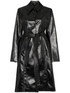 Low Classic Enamel Long Belted Coat - Black
