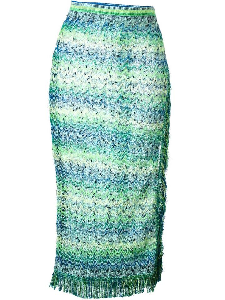 Missoni Textured Fringed Semi Sheer Wrap Skirt
