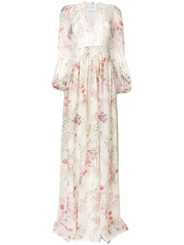 Giambattista Valli Floral Print Maxi Dress - Nude & Neutrals