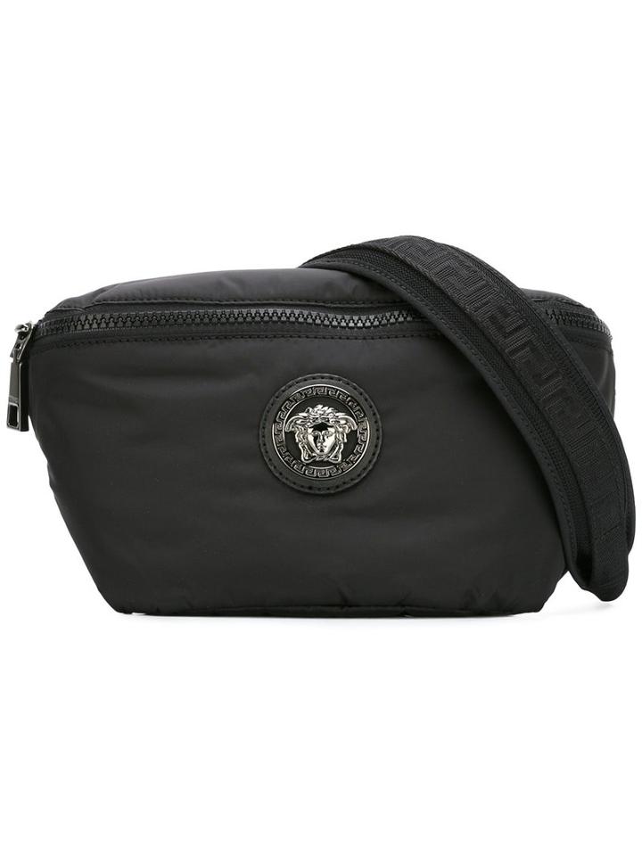 Versace Medusa Belted Satchel, Men's, Black, Nylon