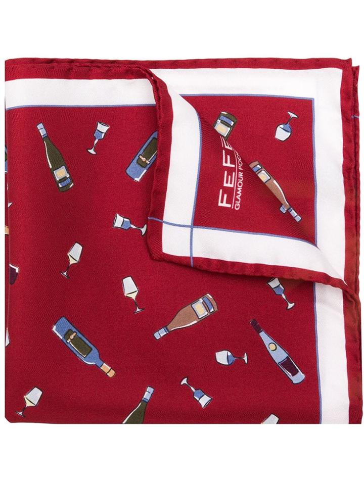 Fefè Wine Print Pocket Square - Red