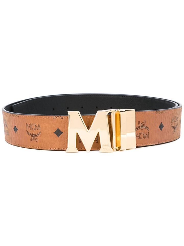 Mcm - Logo Belt - Women - Leather - One Size, Brown, Leather