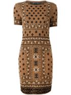Alexander Mcqueen Patterned Jacquard Pencil Dress, Women's, Size: Medium, Brown, Silk/nylon/polyester/wool