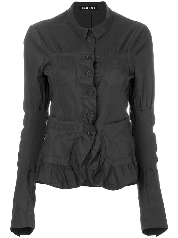 Rundholz Ruffle Trim Crinkled Jacket - Grey