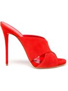Giuseppe Zanotti Design Bella Crisscross Strap Mules, Women's, Size: 36.5, Red, Leather/suede