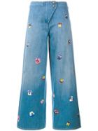 Christopher Kane Pansy Embroidered Culottes - Blue