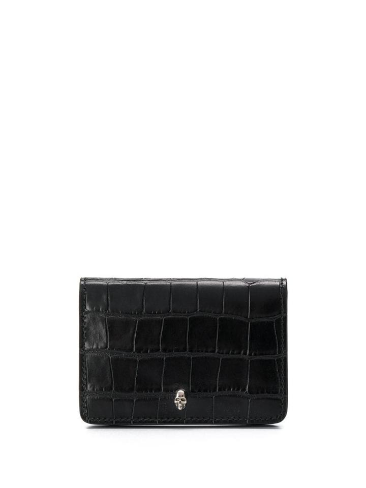 Alexander Mcqueen Croc-embossed Card Holder - Black