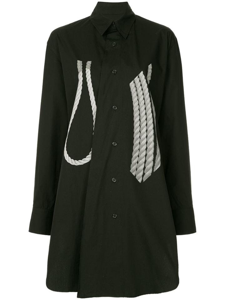 Yohji Yamamoto Rope Print Long-line Shirt - Black