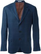 Brunello Cucinelli Checked Blazer, Men's, Size: 56, Blue, Silk/linen/flax/cupro/wool