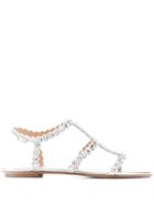 Aquazzura Crystal Flat Sandals - Silver