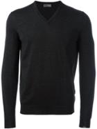 Drumohr V Neck Fine Knit Jumper, Men's, Size: 46, Grey, Merino