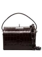 Gu De Brown Milk Medium Croc-effect Leather Shoulder Bag