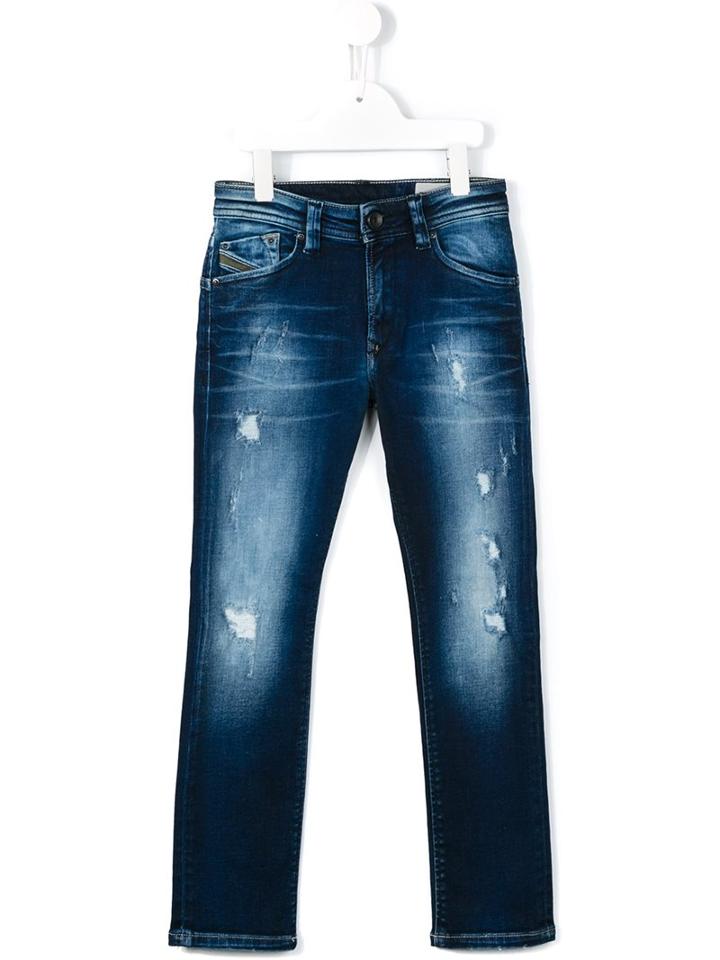 Diesel Kids Ripped Detail Jeans, Boy's, Size: 6 Yrs, Blue