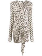 Isabel Marant Tonia Geometric Print Draped Dress - White