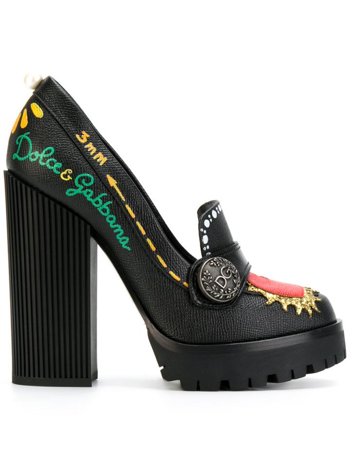 Dolce & Gabbana Embellished Ridged Sole Pumps - Black