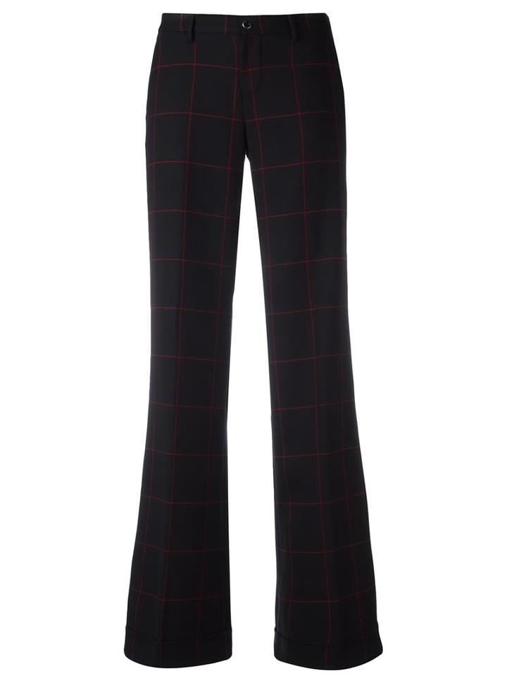 Pt01 Plaid Straight Tailored Trousers, Women's, Size: 38, Black, Virgin Wool/spandex/elastane