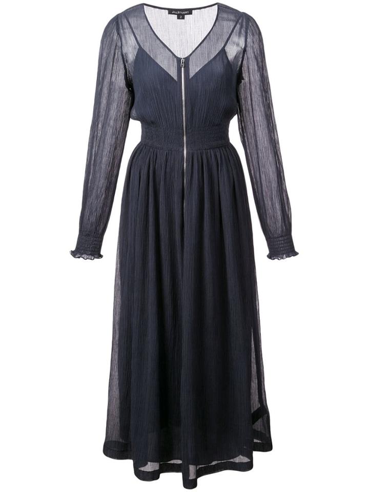 Jill Stuart Sheer Skater Midi Dress - Blue