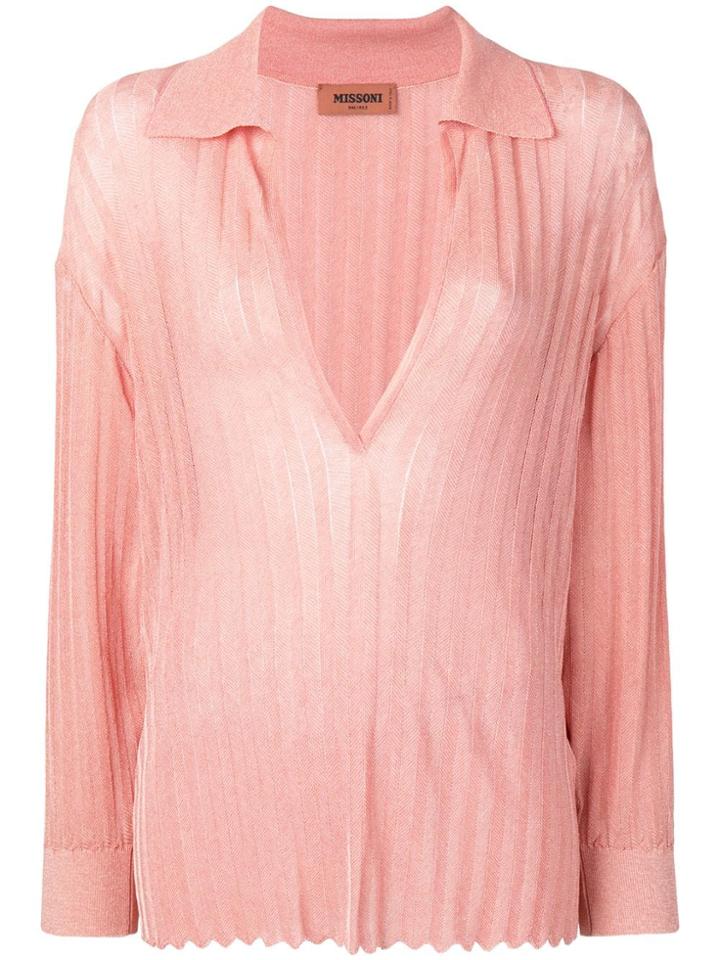Missoni Deep V-neck Knitted Top - Pink