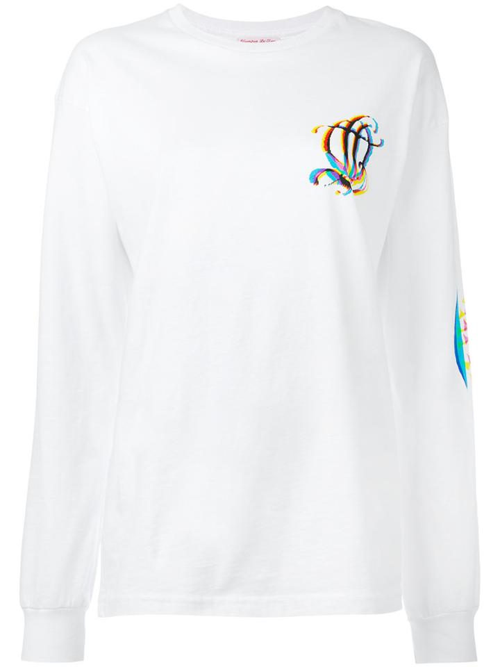 Olympia Le-tan Olympia Long Sleeved T-shirt, Women's, Size: Large, White, Cotton