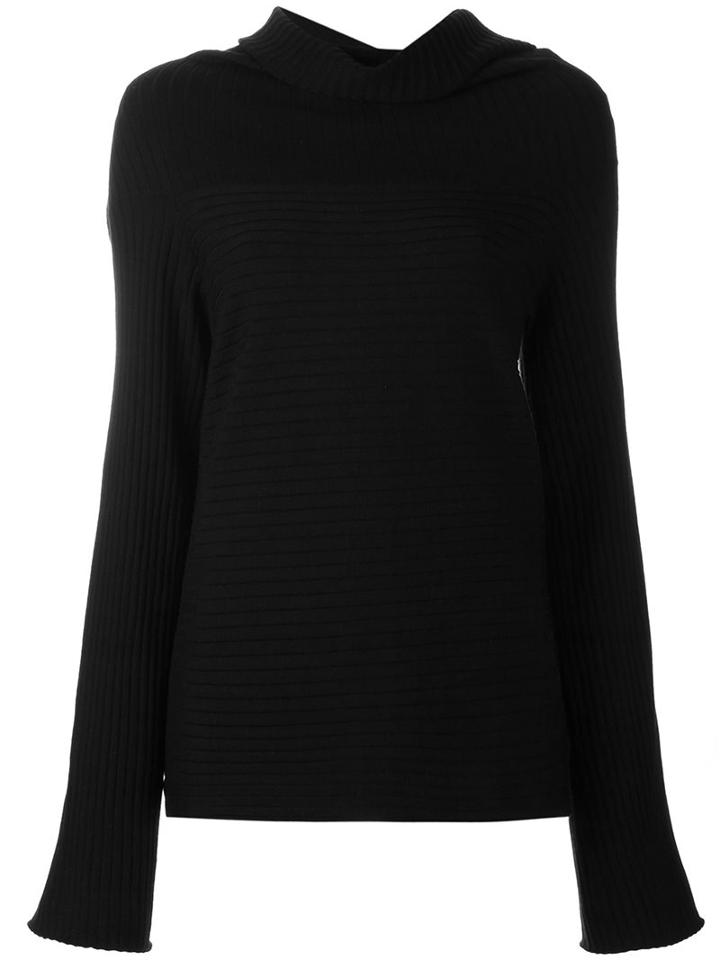 Malo Roll Neck Ribbed Pullover, Women's, Size: Medium, Black, Polyester/cashmere