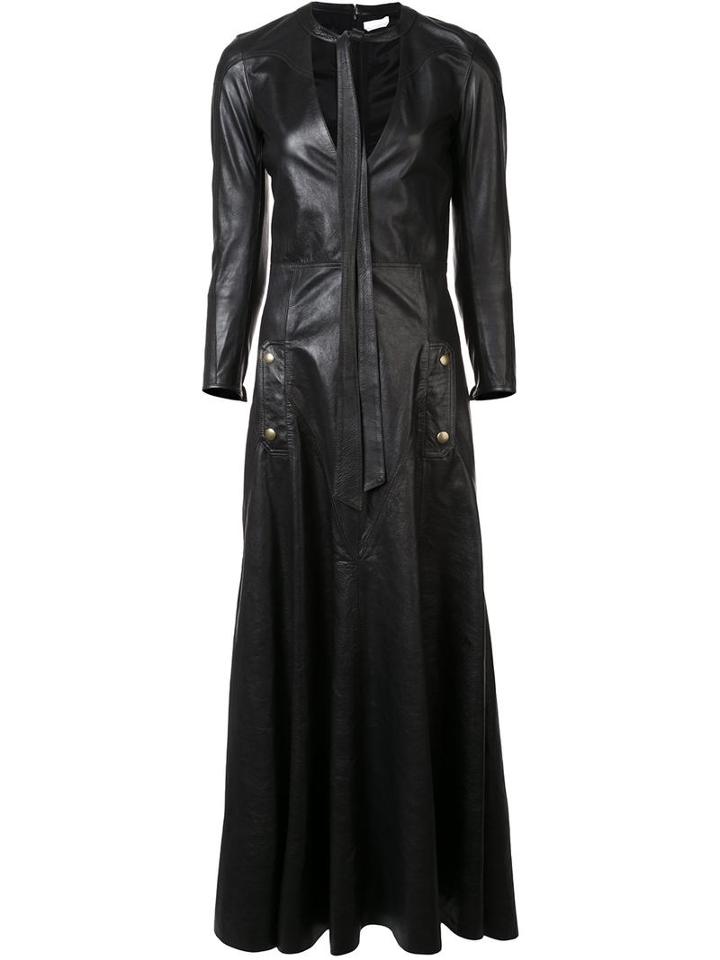 Chloé Leather Maxi Dress, Women's, Size: 36, Black, Leather