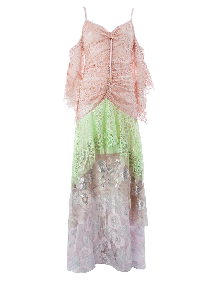 Peter Pilotto Layered Lace Dress - Pink & Purple