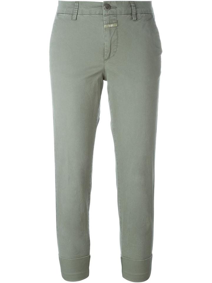 Closed Cropped Chino Pants, Women's, Size: 29, Green, Cotton/spandex/elastane
