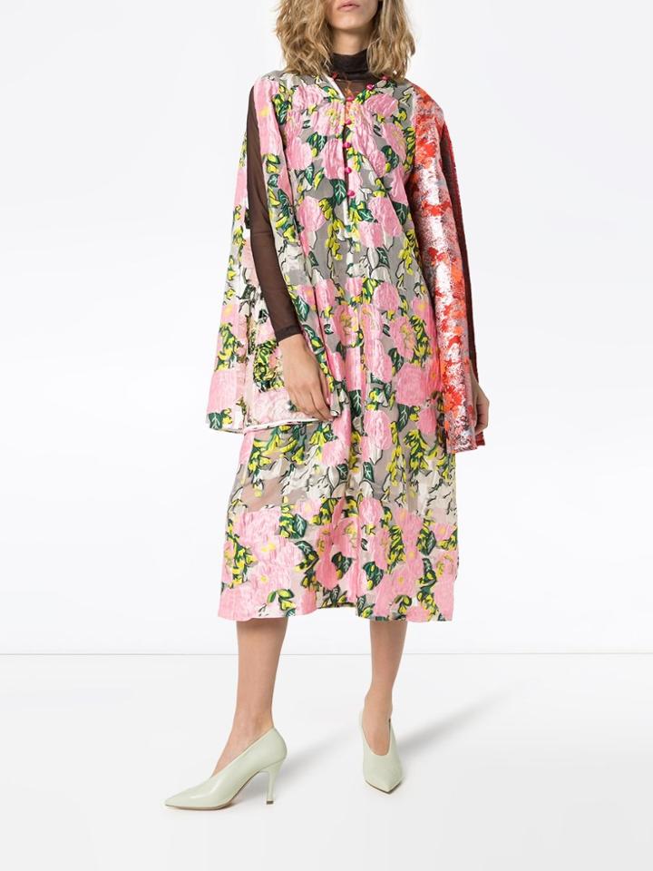 Shuting Qiu Stqiu Jqrd Flrl Wrp Drss Long Slv - Pink