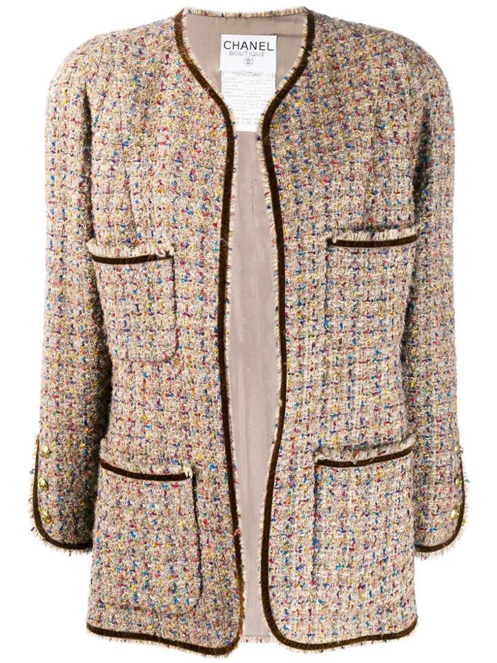 Chanel Pre-owned 1990s Tweed Collarless Jacket - Neutrals