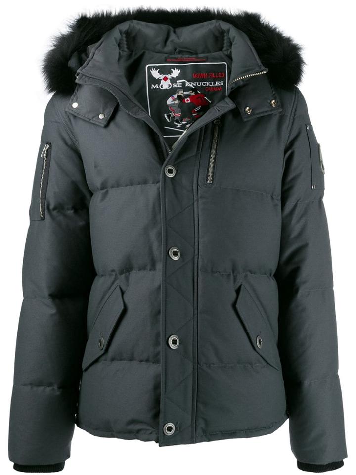Moose Knuckles Faux Fur Lined Jacket - Grey