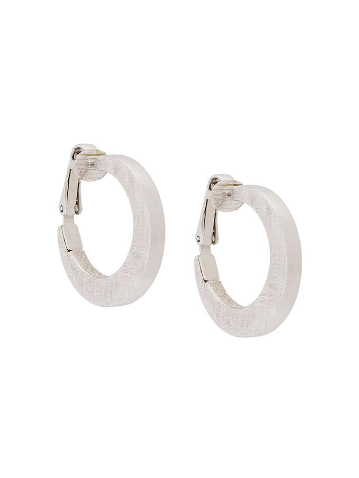 Susan Caplan Vintage Brushed Hoop Earrings - Silver