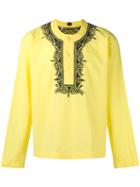 Mp Massimo Piombo Embroidered Trim Buttoned Tunic, Men's, Size: Small, Yellow/orange, Cotton/linen/flax