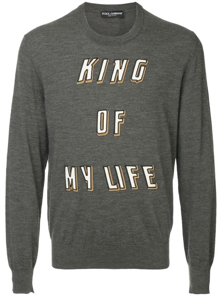 Dolce & Gabbana Slogan Embroidered Sweater - Grey