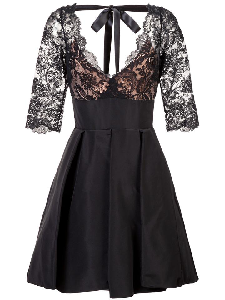 Oscar De La Renta Flared Lace Dress - Black
