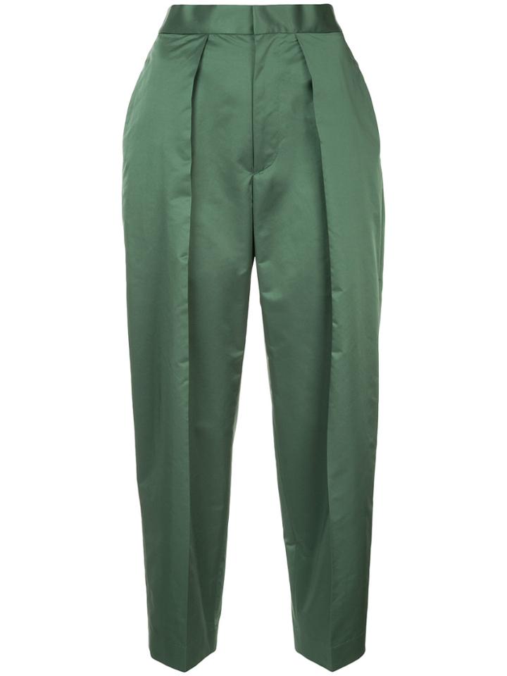 Astraet Pleated Front Tapered Leg Trousers - Green