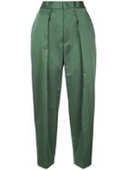 Astraet Pleated Front Tapered Leg Trousers - Green