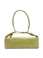 Rejina Pyo Green Olivia Crocodile Embossed Leather Box Bag