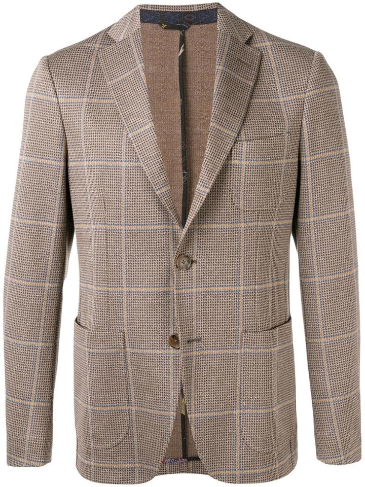 Etro Formal Check Blazer - Brown