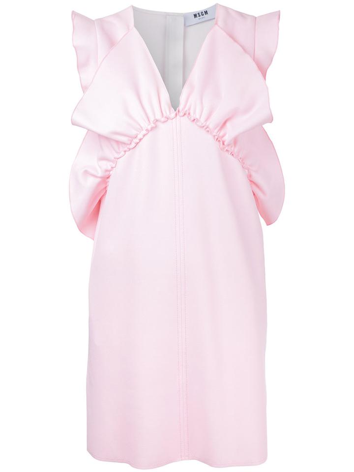 Msgm - Ruffled Mini Dress - Women - Polyester/spandex/elastane/viscose - 42, Pink/purple, Polyester/spandex/elastane/viscose