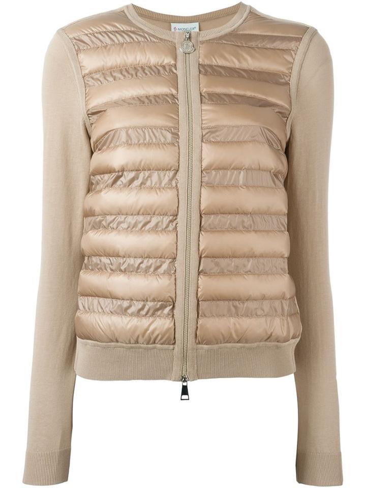 Moncler Padded Front Cardigan, Women's, Size: S, Nude/neutrals, Cotton/feather Down/polyamide/cotton