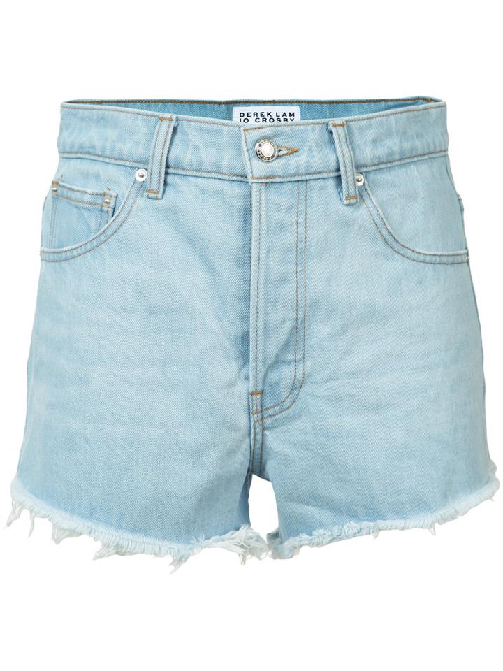 Derek Lam 10 Crosby - Raw Hem Denim Shorts - Women - Cotton - 28, Blue, Cotton