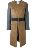 Erika Cavallini Colour Block Coat, Women's, Size: 42, Brown, Polyamide/viscose/mohair/virgin Wool